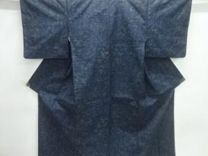 樹木模様織出し手織り紬着物